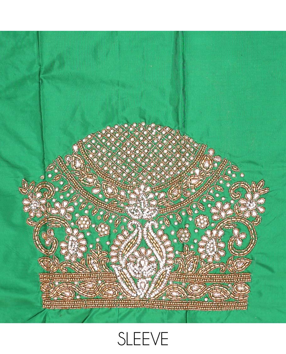 Green floral, paisely aari embroidered material blouse