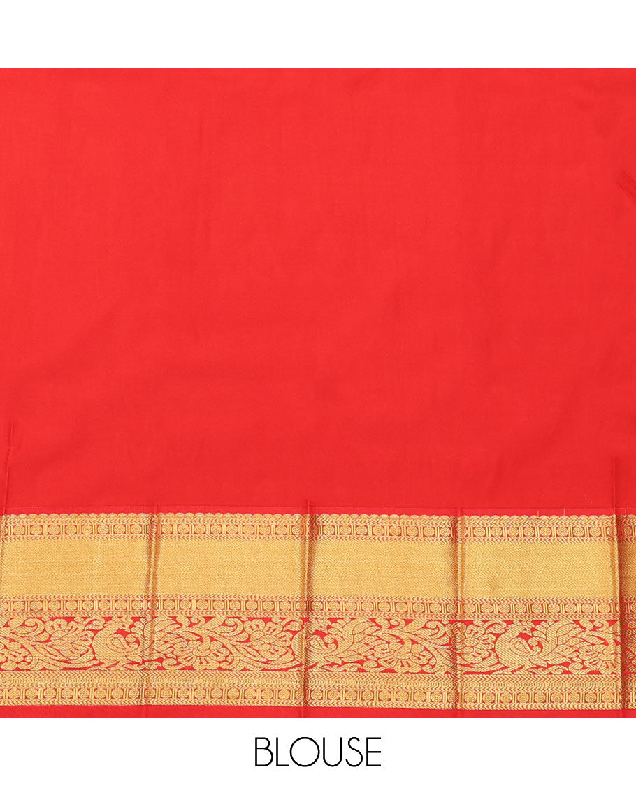 Blue Budget Silk Saree, Accentuated with Zari Buttas All Over Its Body, Complemented by a Contrast Traditional Zari Design Border, Grand Pallu, and Paired with a Contrast Blouse