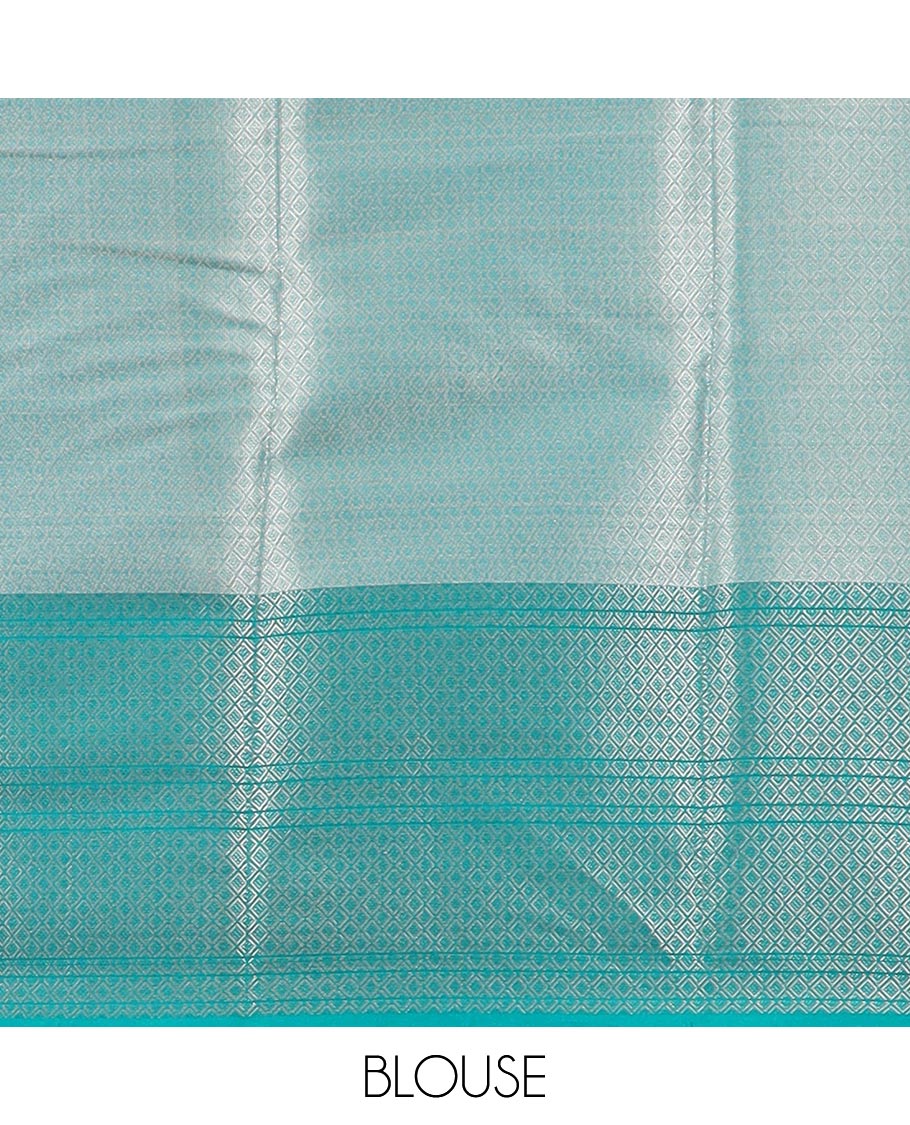 light green floral jacquard semi tissue saree with contrast floral zari design border & floral design pallu
