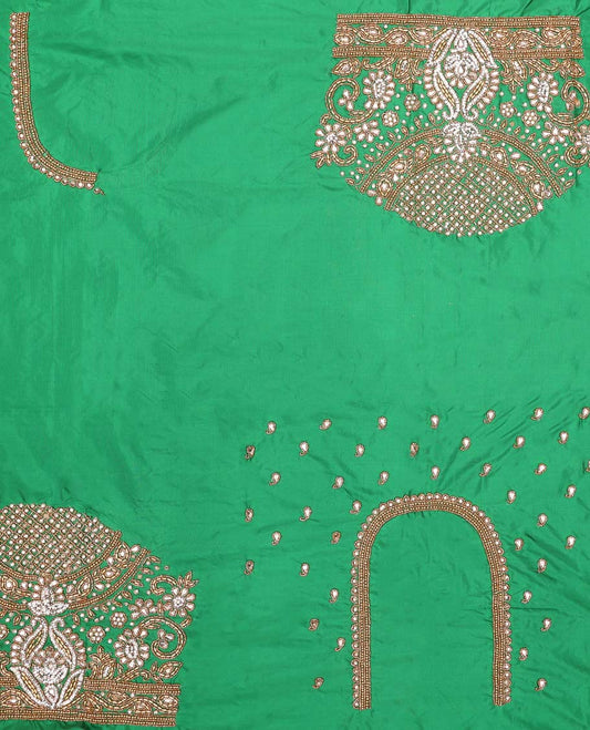 Green floral, paisely aari embroidered material blouse
