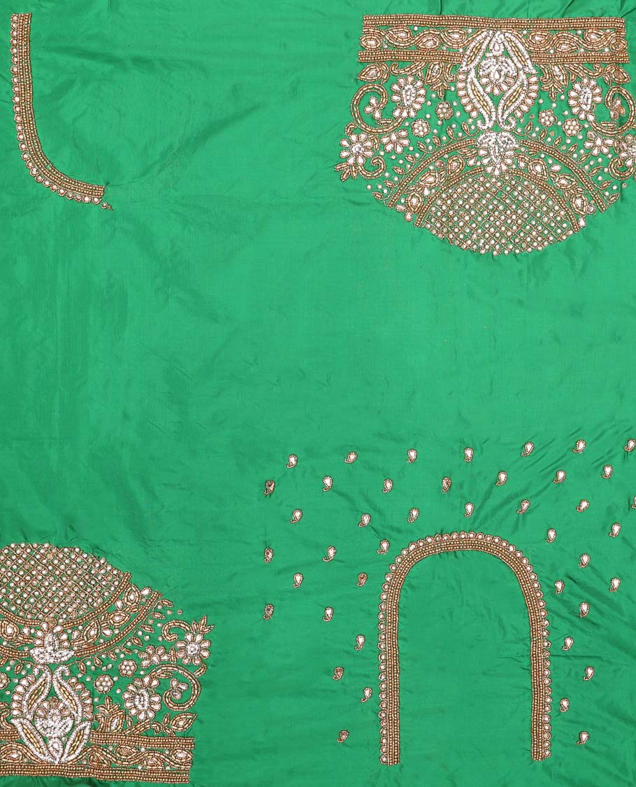 Green floral, paisely aari embroidered material blouse