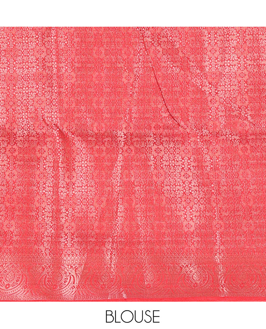 Maroon Fancy Tussar Saree, Intricate Border, Grand Pallu, a Printed Blouse, Matching Brocade Blouse