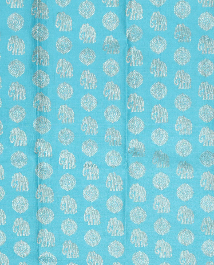 Blue Pure Silk Navarathna Pavadai Material Set