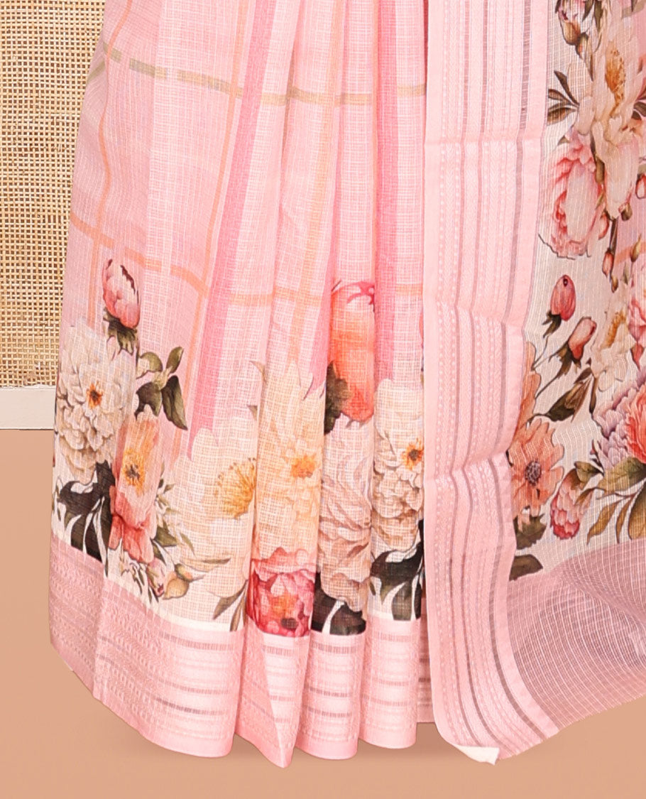 Pink Checks Kota Saree