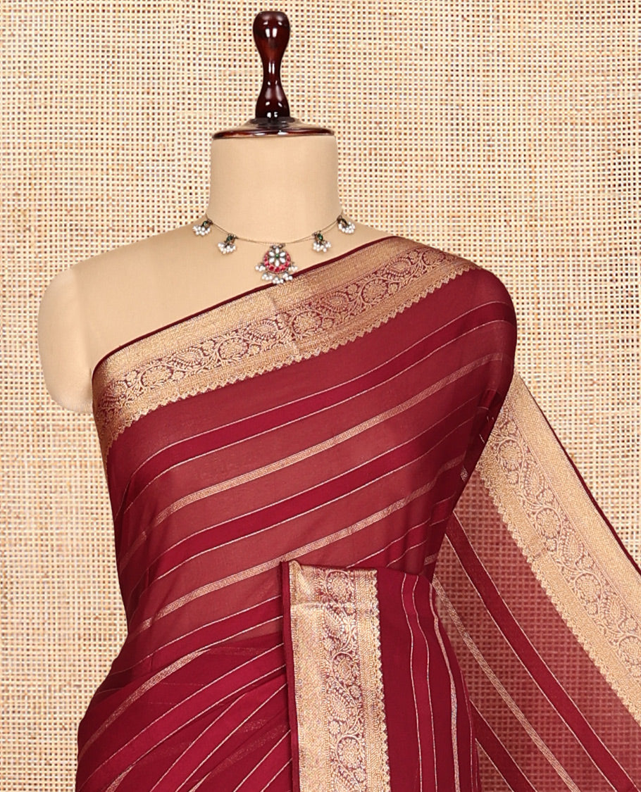 Light Maroon Semi Mysore Silk Saree
