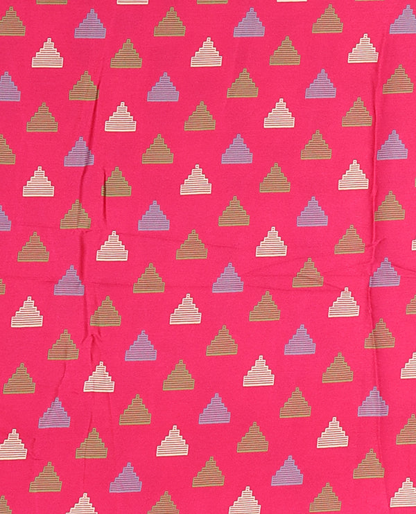 Borderless rani pink jamdani weaving design gajji silk saree and jamdani design self pallu along with printed blouse