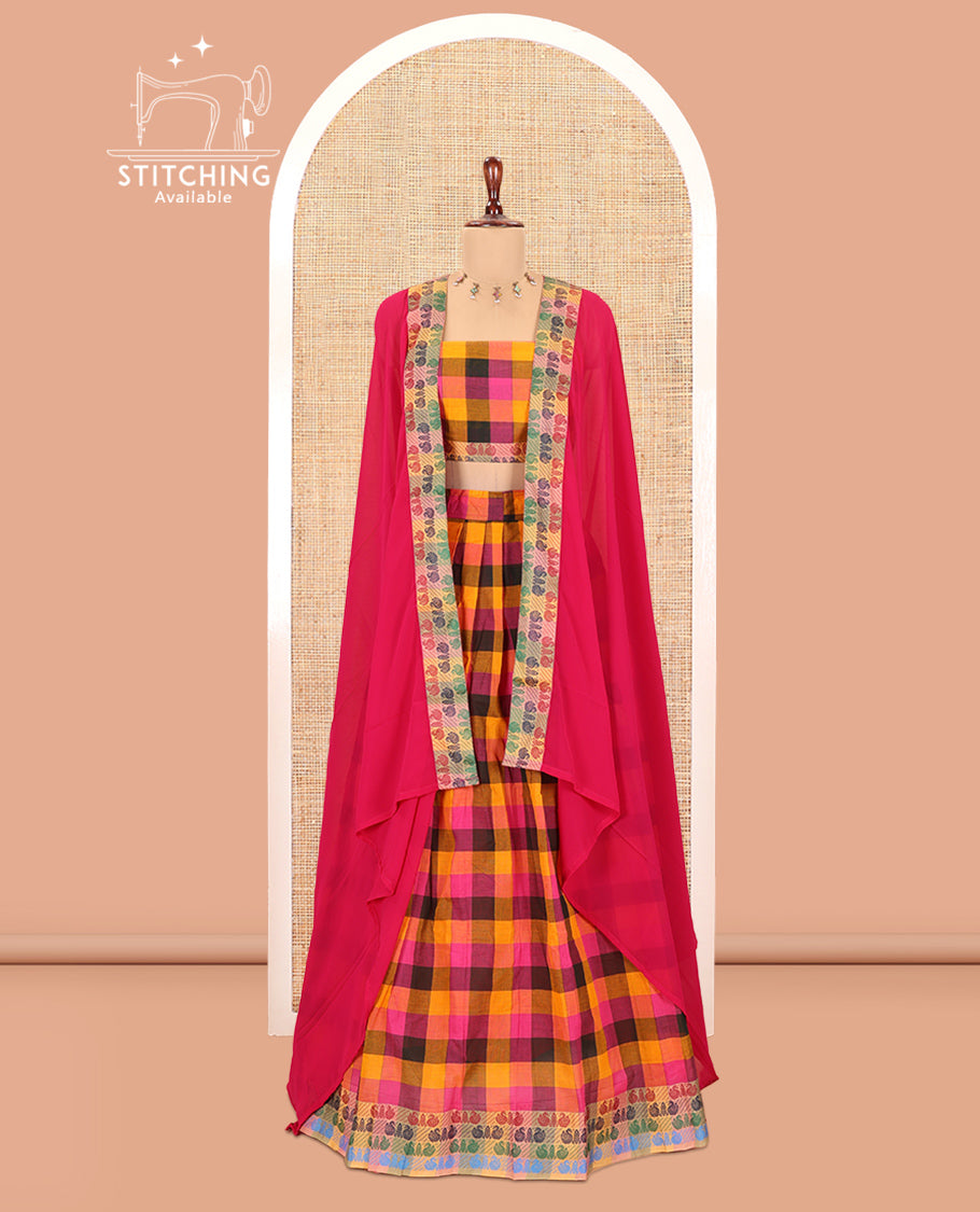Multi-Color Chettinad Cotton Half-Saree