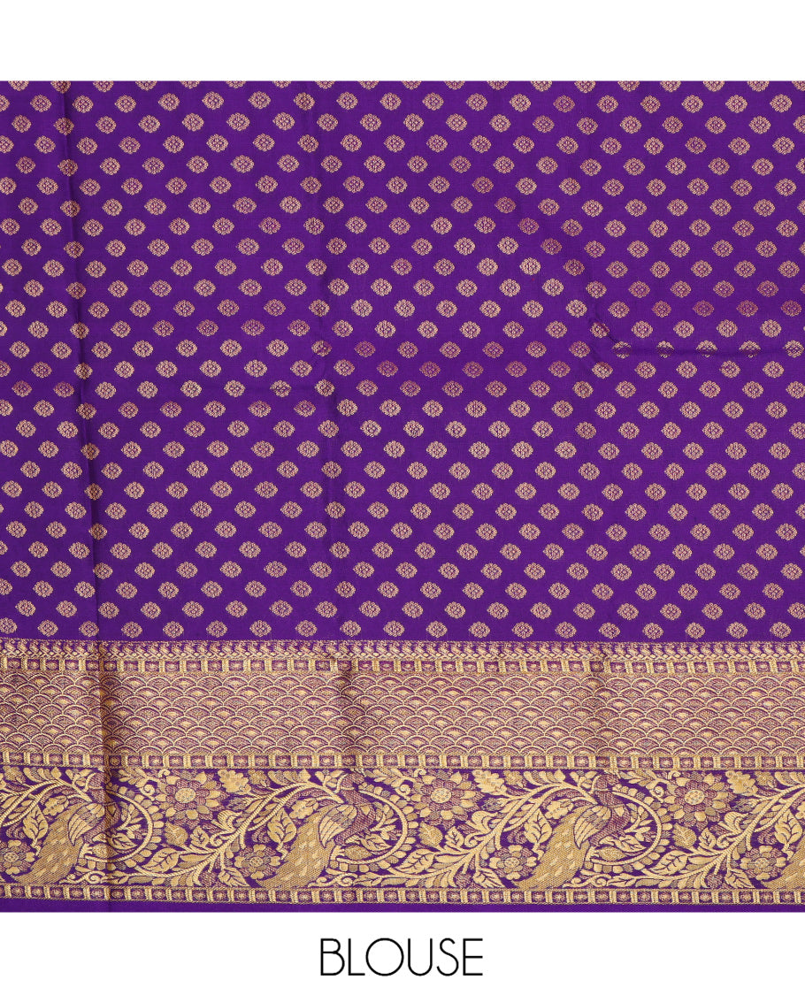 Blue Pure Silk Navarathna Pavadai Material Set