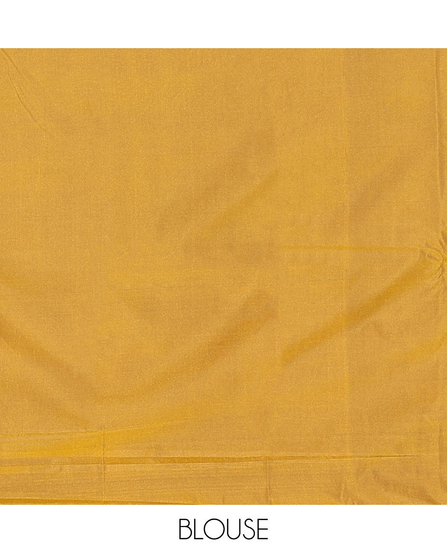 Mustrad Budget Silk Saree, Detailed with Floral Zari Buttas All Over Its Body, Highlighted by a Zari Border of Floral Designs, Grandly Woven Jaal Pallu, and Paired with a Matching Blouse