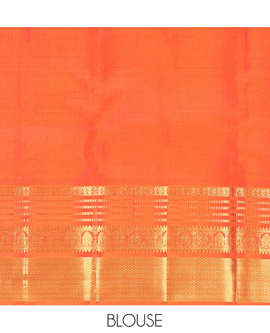 Violet Kanchipuram Wedding Silk Saree Features Vansingaram Jacquard Design, Contrast Border of Muthu, Rekku, Kathir, Mayil, Rekku, Manga, and Mayil Kann, Grand Pallu, and a Matching Blouse