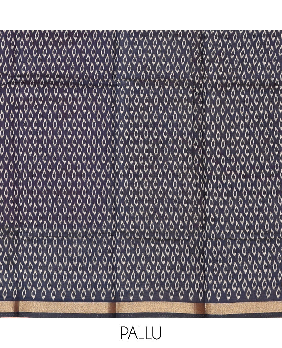 Pink Mul Mul Cotton Saree, Impeccably Styled with Ikat Buttas, Contrast Kalamkari Floral-Peacock Border, Kalamkari Printed Pallu, and a Contrast Blouse