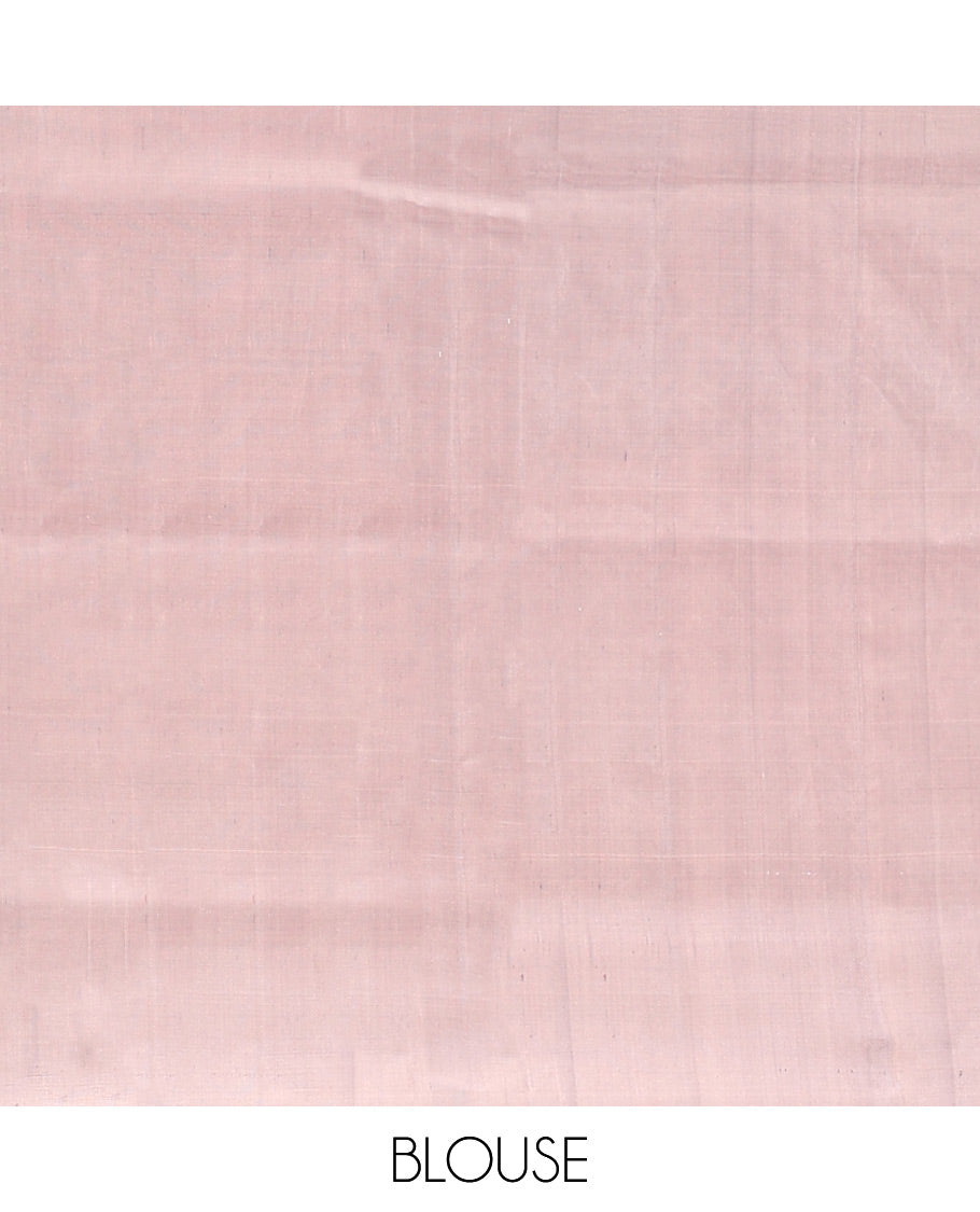 Mauve motifs mayuri soft silk saree with contrast zari design boeder & geometric design pallu