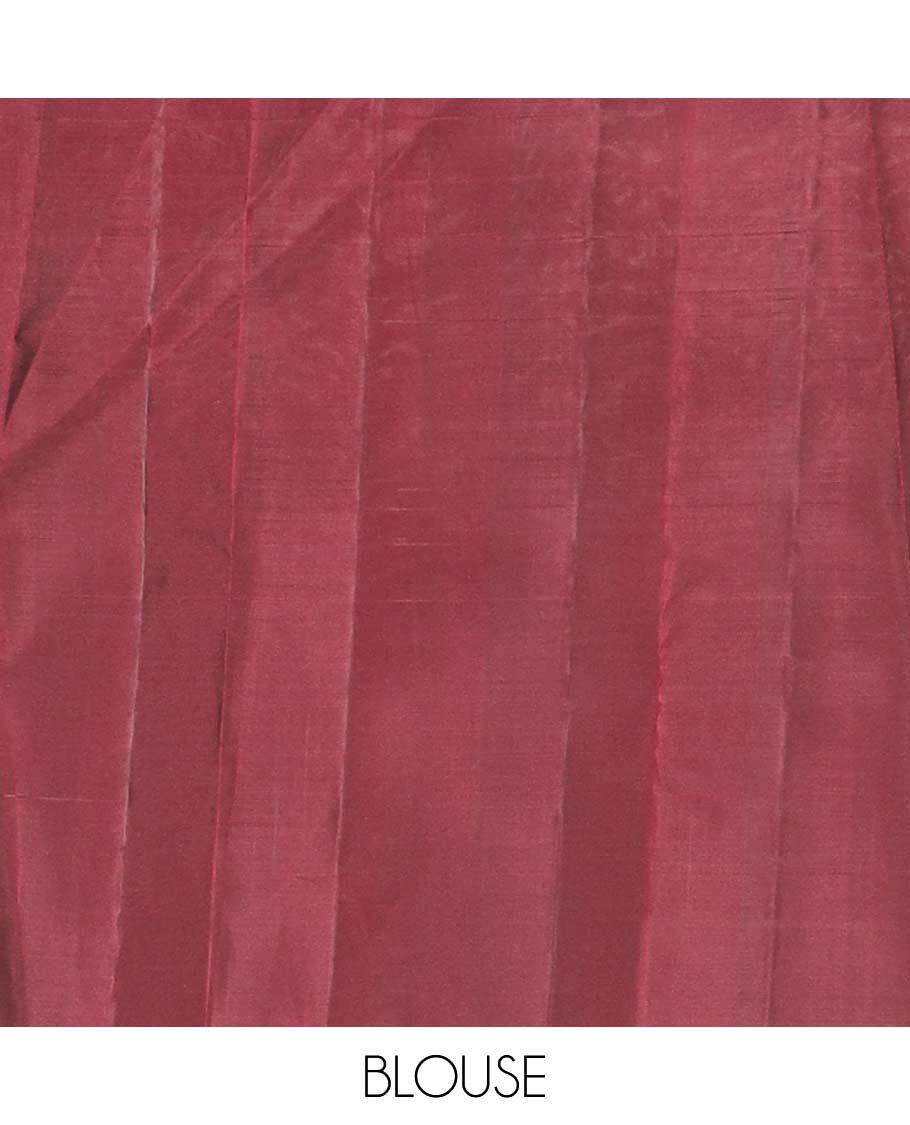 Grey zari buttas silk mix saree, contrast striped border & pallu of floral designs