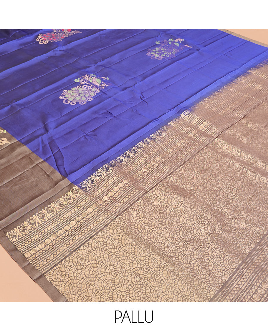 Blue Mayuri Lite Silk Mix Saree
