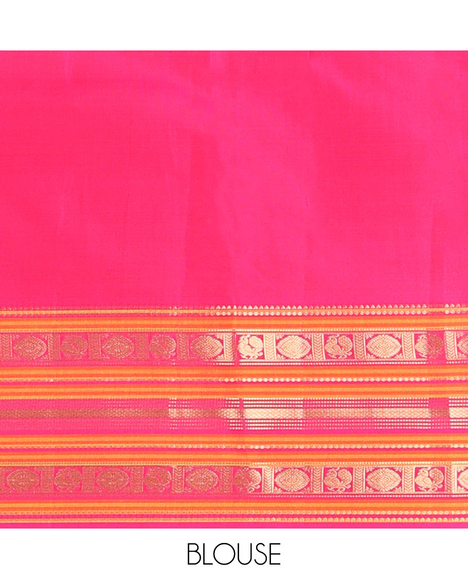 Green checked vasundhara elite silk saree with contrast traditional zari design border & intricate jaal design pallu