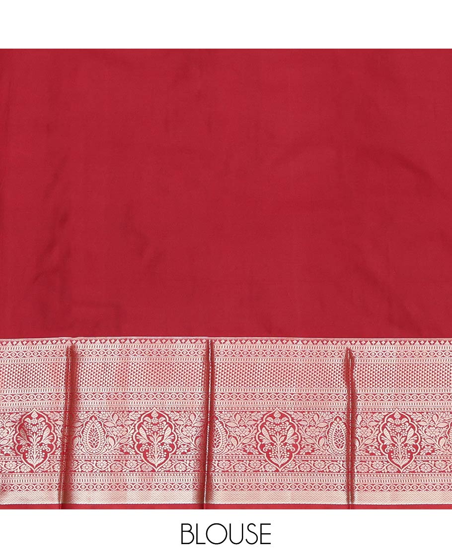 Blue Budget Silk Saree, Woven with Zari Buttas All Over Its Body, Complemented by a Contrast Traditional Zari Border, Intricately Designed Pallu, and Paired with a Contrast Blouse