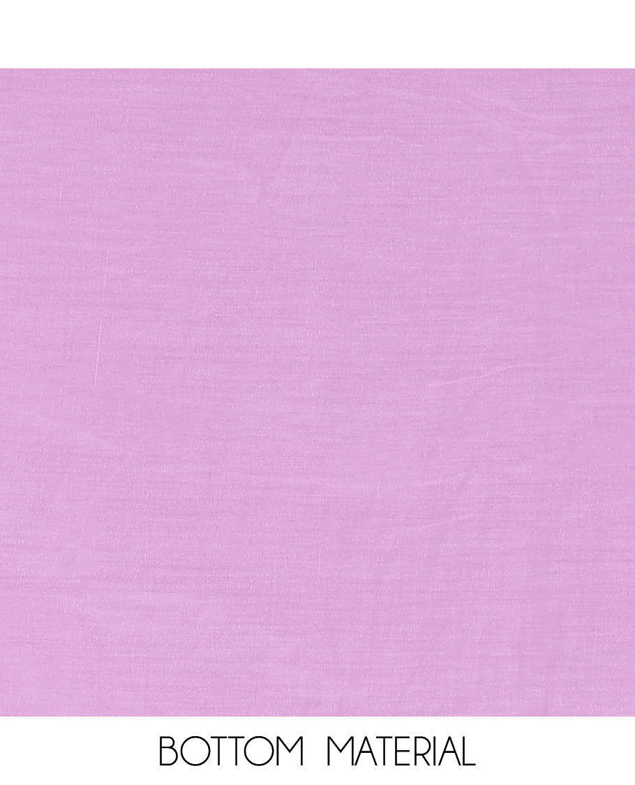 Lavender Viscose Muslin Material Churidar Features Buttas Thread Woven Top, a Santoon Bottom, and Floral Jaal Dupatta