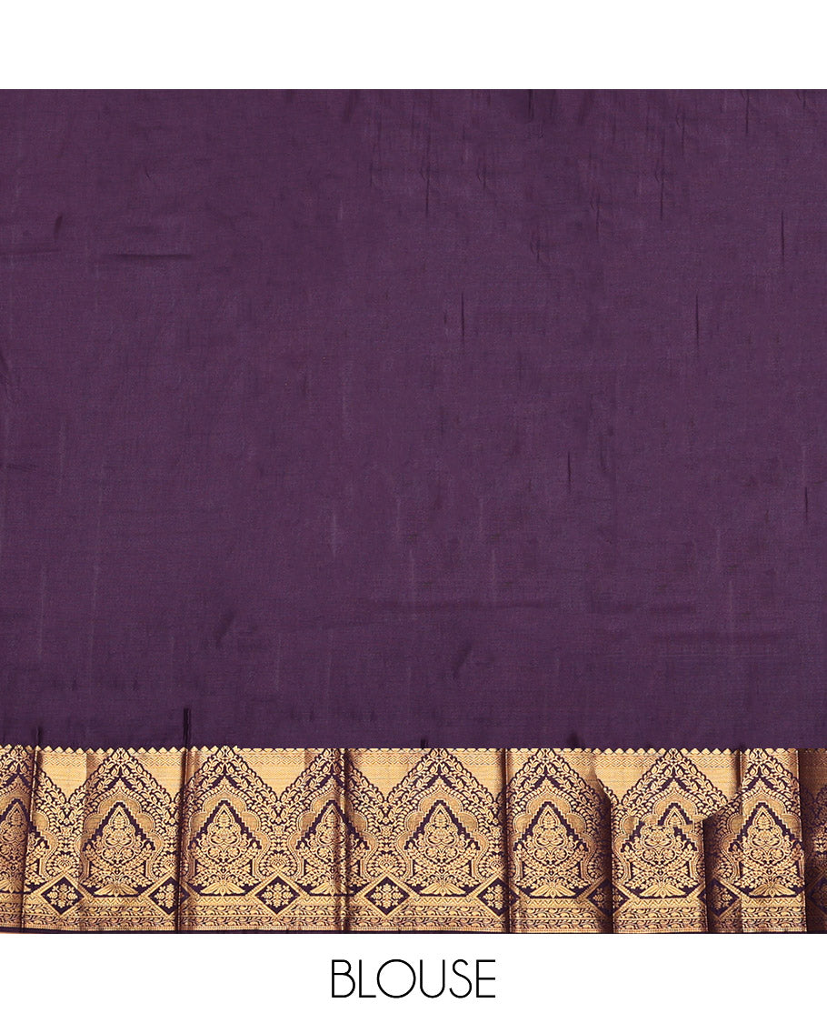 Rust Budget Silk Saree, Detailed with Zari Buttas and Stripes, Complemented by a Contrast Traditional Zari Border, Intricate Pallu, and a Contrast Blouse