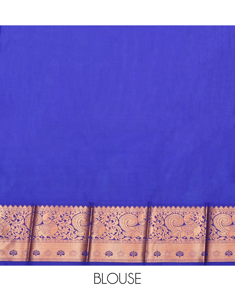 Orange Budget Silk Saree, Embellished with a Jacquard Design, Complemented by a Contrast Traditional Zari Border, Grand Pallu, and Contrast Blouse