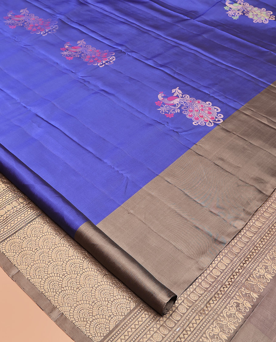 Blue Mayuri Lite Silk Mix Saree