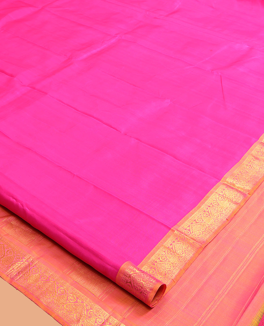 Pink Plain Kanchipuram Silk Saree