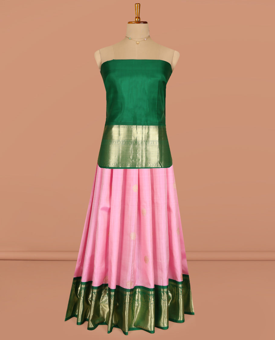 Pink Pure Silk Pavadai Material Set