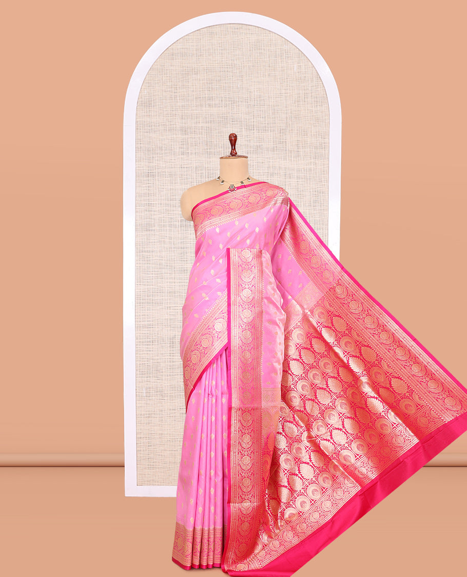 Pink Banaras Nylon Saree
