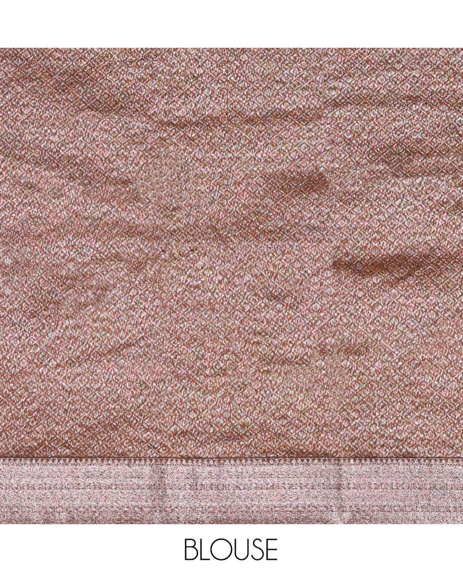 Brown Semi-Silk Cotton Saree, Woven with Zari Buttas All Over Its Body, Highlighted by a Zari Border, Grand Intricate Pallu, and Paired with a Matching Blouse