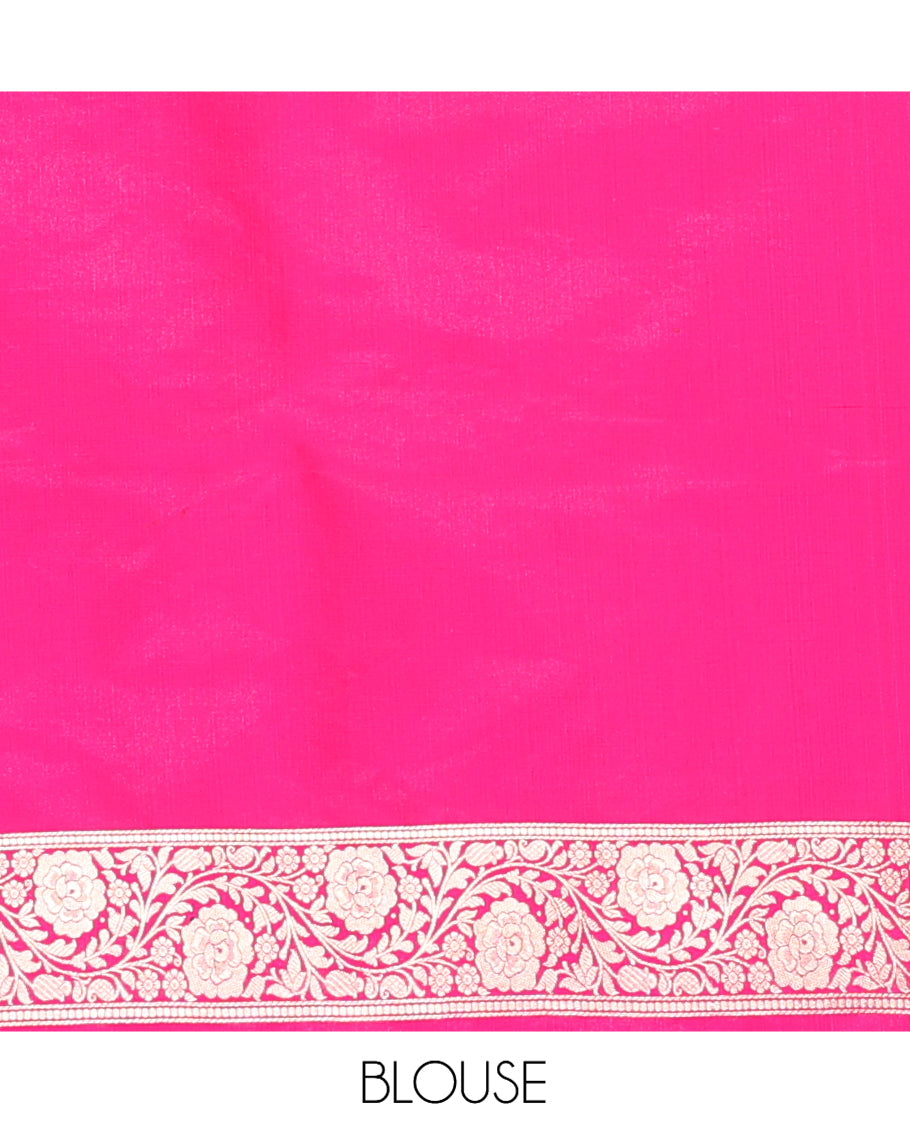 Pink Semi-Banaras Nylon Saree