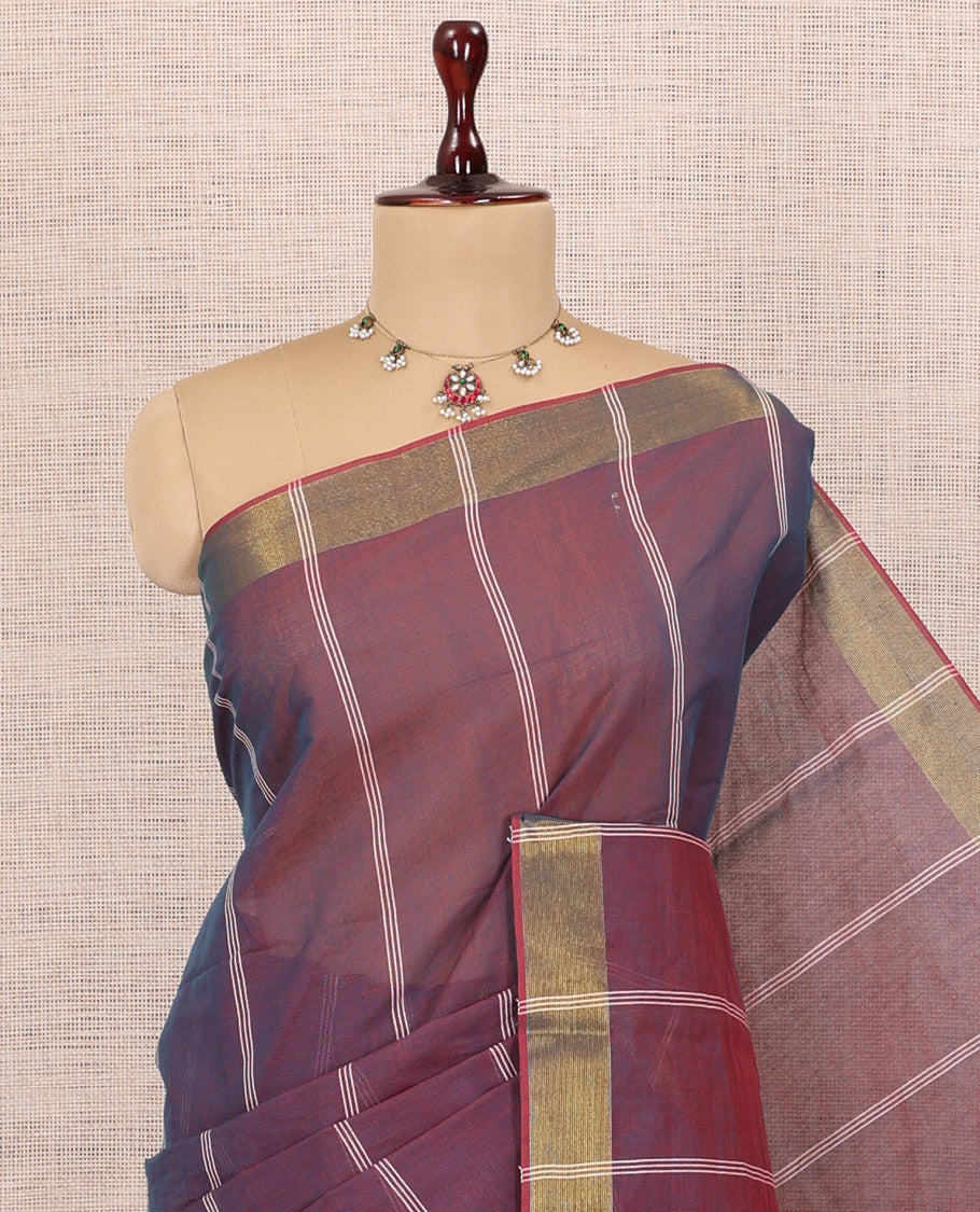 Maroon Jute Cotton Saree