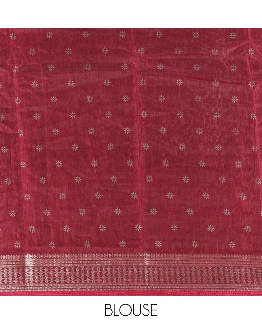 Maroon Dola Silk Saree, Subtly Sparkled with Chevron Stripes on Its Body, Highlighted by Traditional Zari Design Border, Intricately Designed Pallu, and Paired with a Matching Blouse