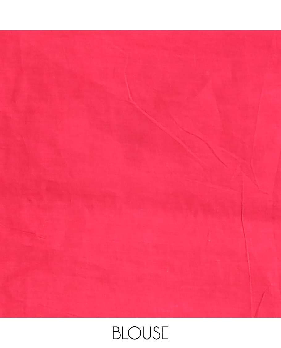 Pink floral design mul mul cotton saree with self geometric design border & floral, geometric design pallu