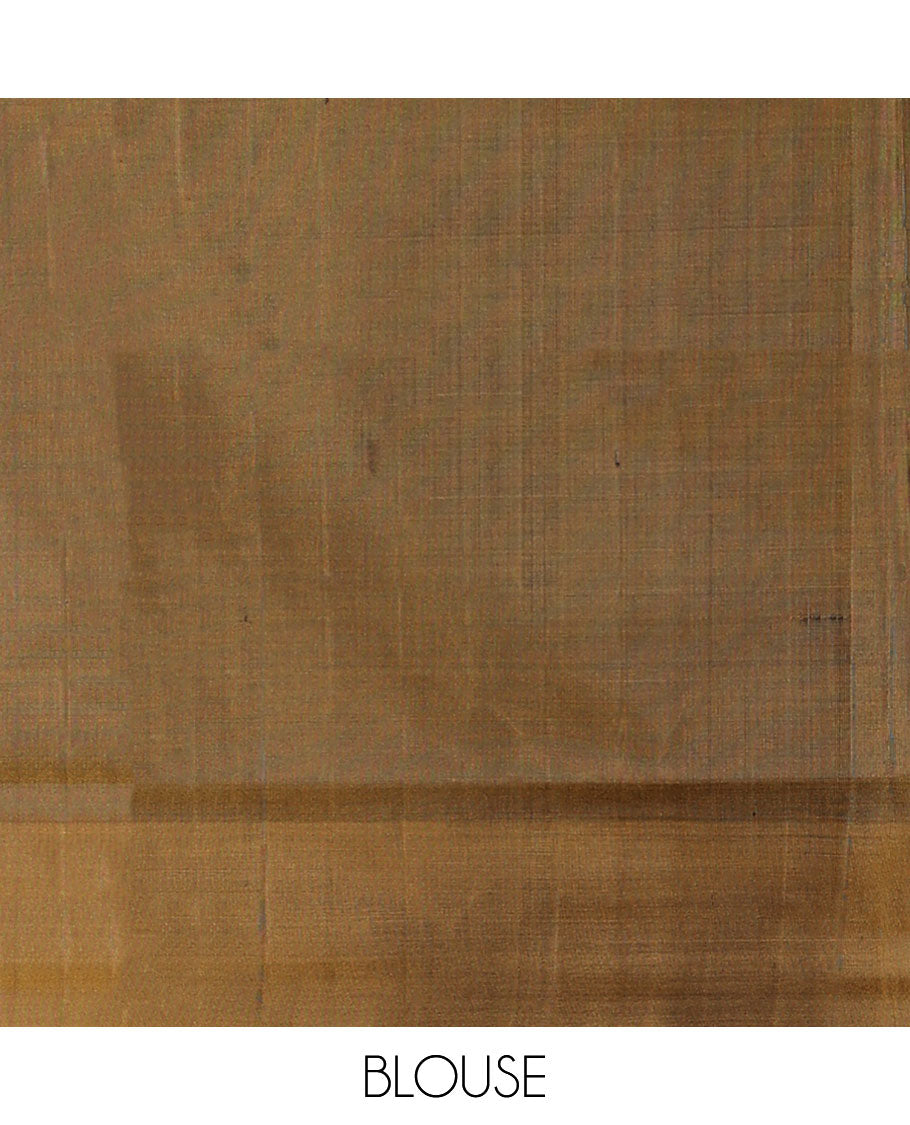 Dark blue floral design uppada saree with contrast flower design border & forest theme design pallu