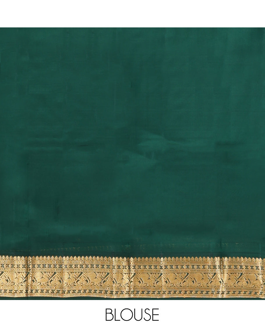 Off-White-Dark Green Vasundhara Lite Silk Mix Saree