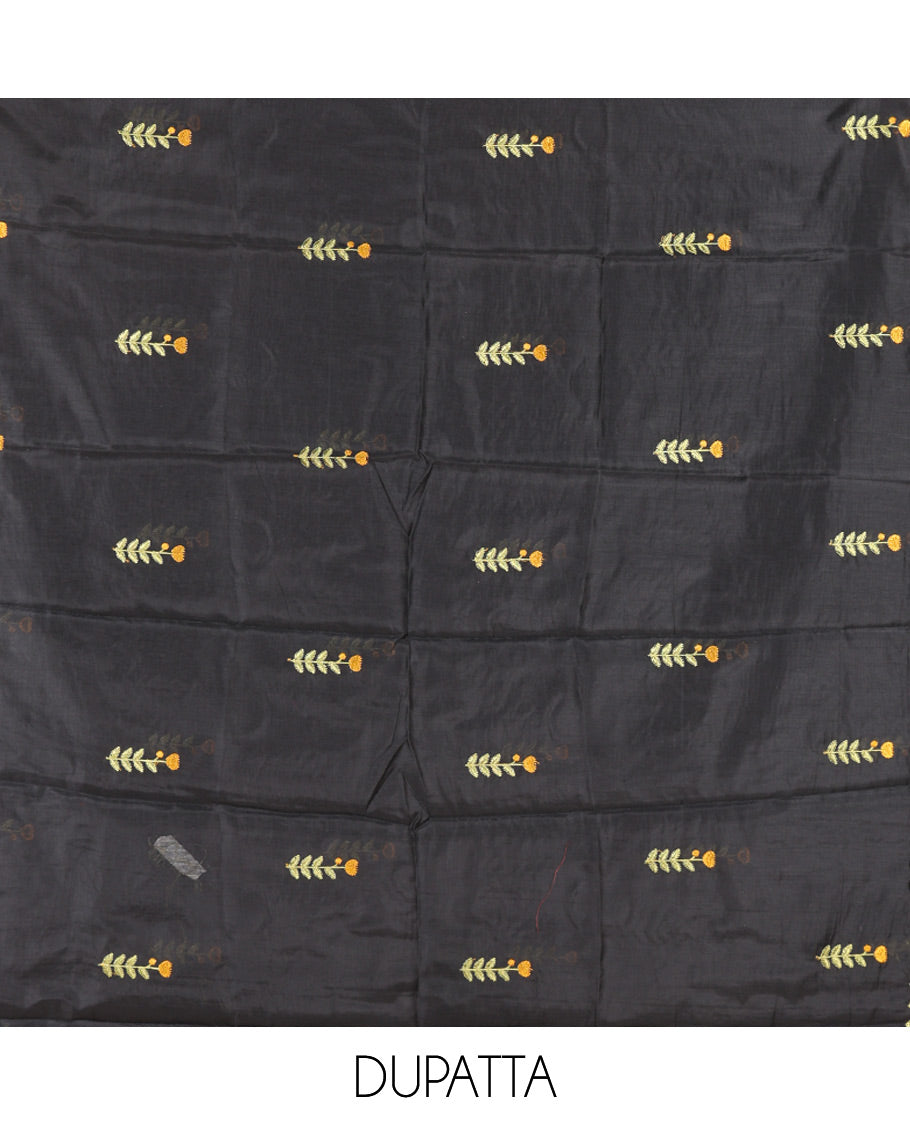 Black Mul Chanderi Material Chudidar Set