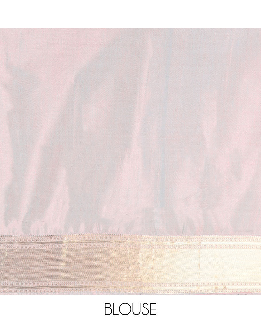 Sea blue elephant design soft silk saree with contrast zari design border & intricate zari design pallu