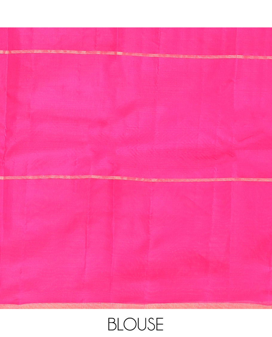 Multi-Color Checked Vasundhara Lite Silk Mix Saree, Elevated with Malli Mokku Buttas, a Zari Border, Intricate Pallu, and a Contrast Blouse