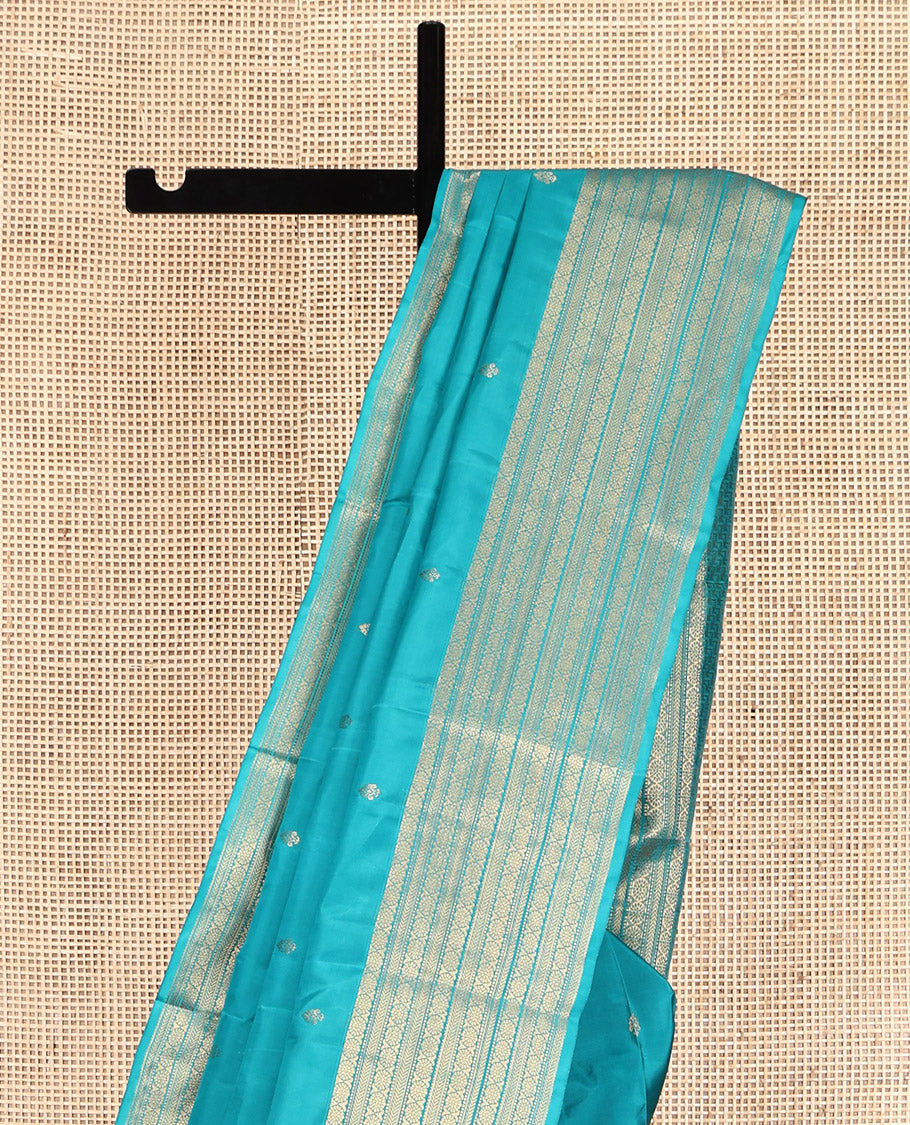 Blue Vasundhara Lite Silk Mix Saree, Featuring Zari Buttas, Highlighted by a Traditional Zari Border, Grand Pallu, and a Matching Blouse