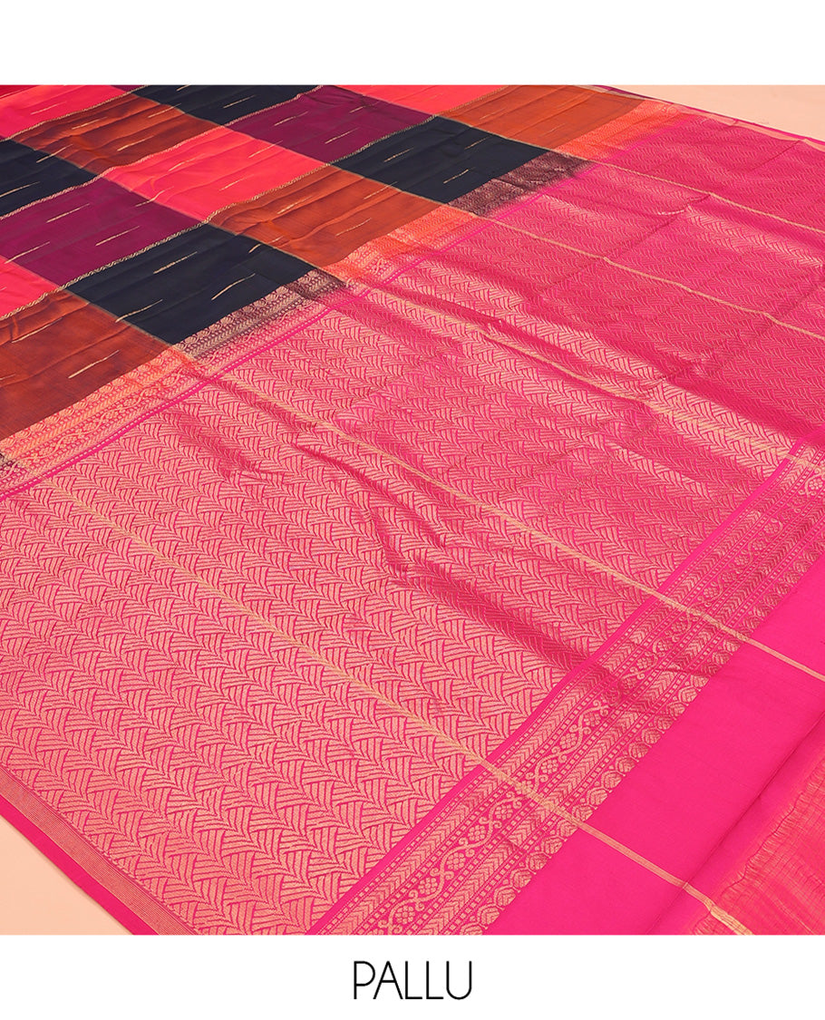 Multi-Color Checked Vasundhara Lite Silk Mix Saree, Elevated with Malli Mokku Buttas, a Zari Border, Intricate Pallu, and a Contrast Blouse