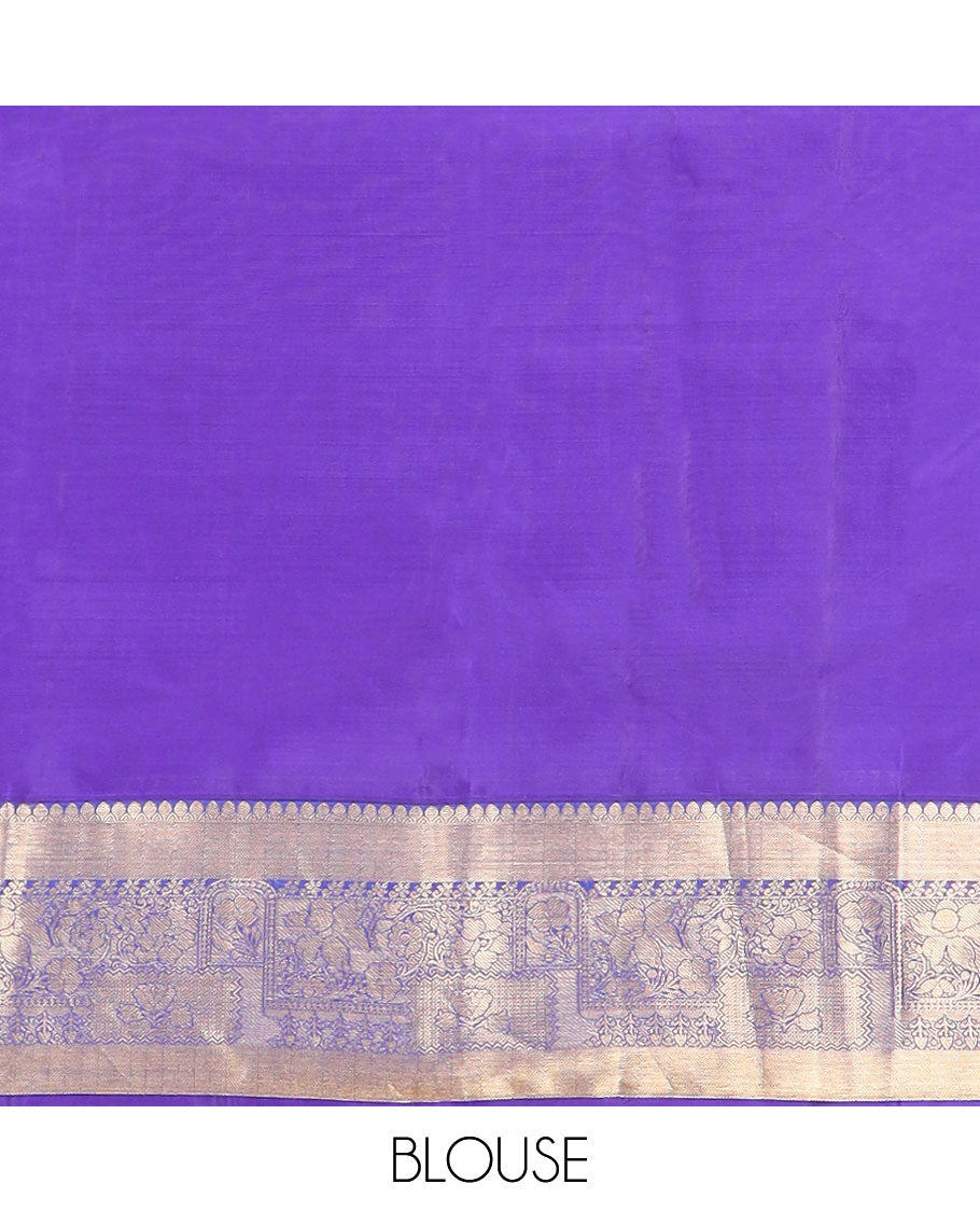 Blue zari buttas vasundhara silk mix saree, contrast jaal pallu & zari border of geometric & floral designs