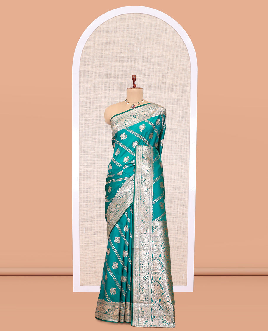 Green Semi-Banaras Nylon Saree