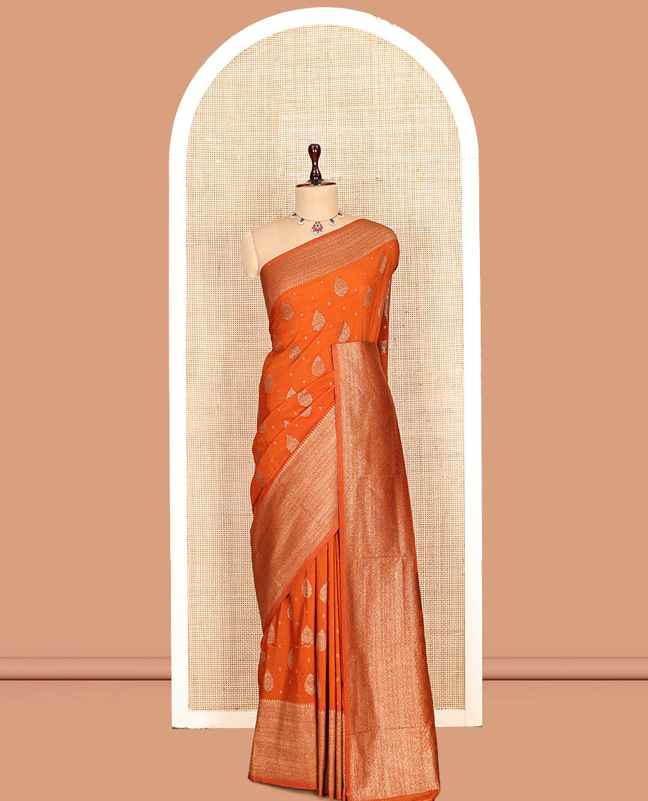 Orange Fancy Crepe Saree