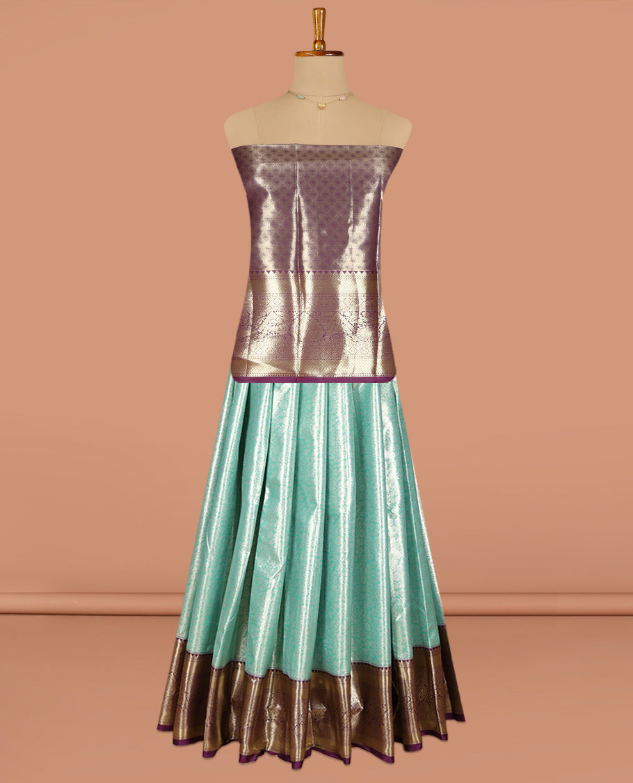 Light Blue Art Silk Pavadai Material Set