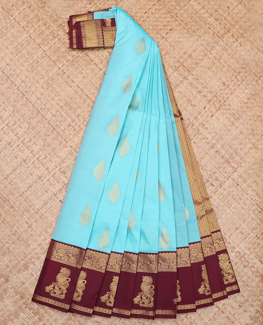 Blue Lion Design Budget Silk Saree