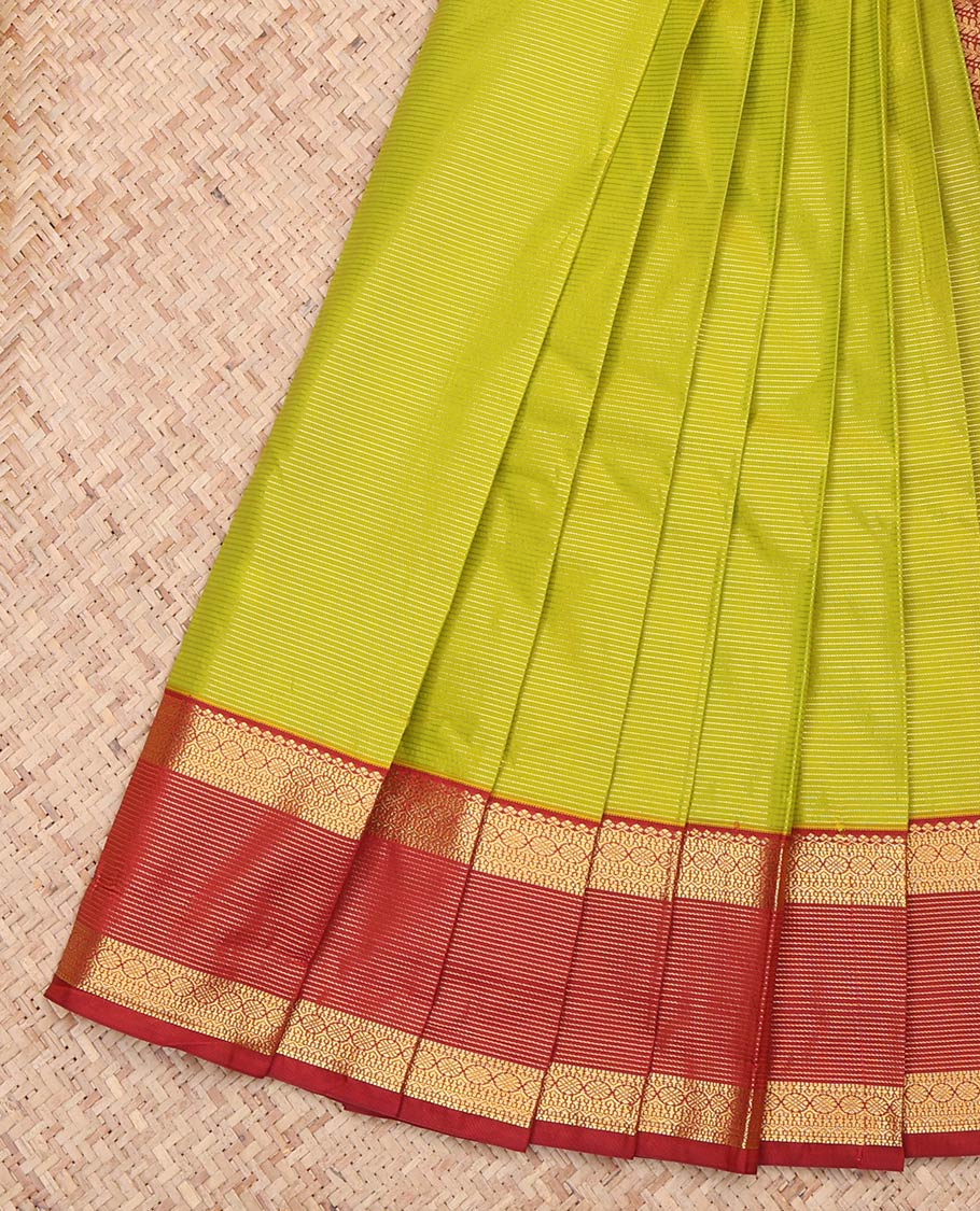 Leaf Green Stripes Budget Silk Saree
