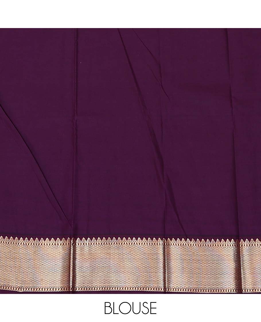 Cream zari buttas and striped gift saree, contrast traditional zari design border, and jaal pallu