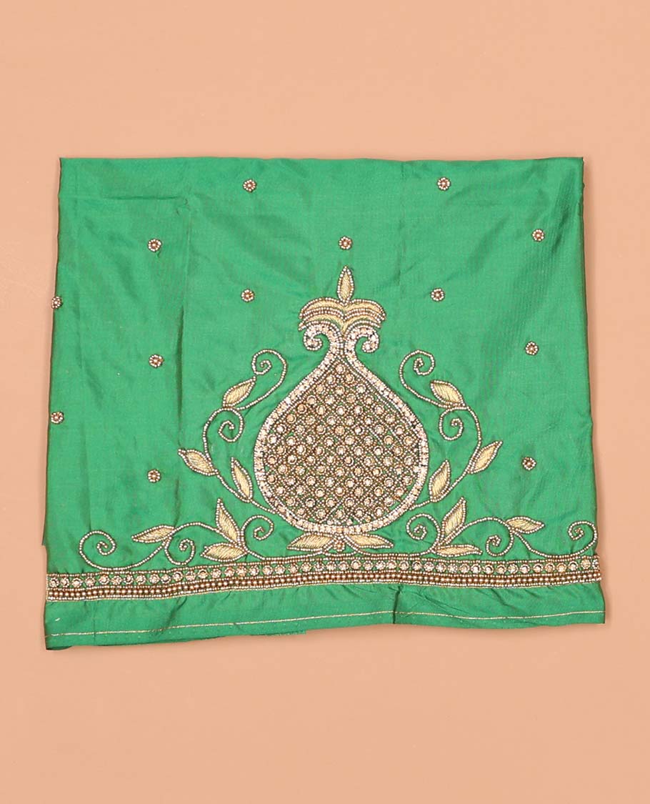 Green floral aari embroidered material blouse