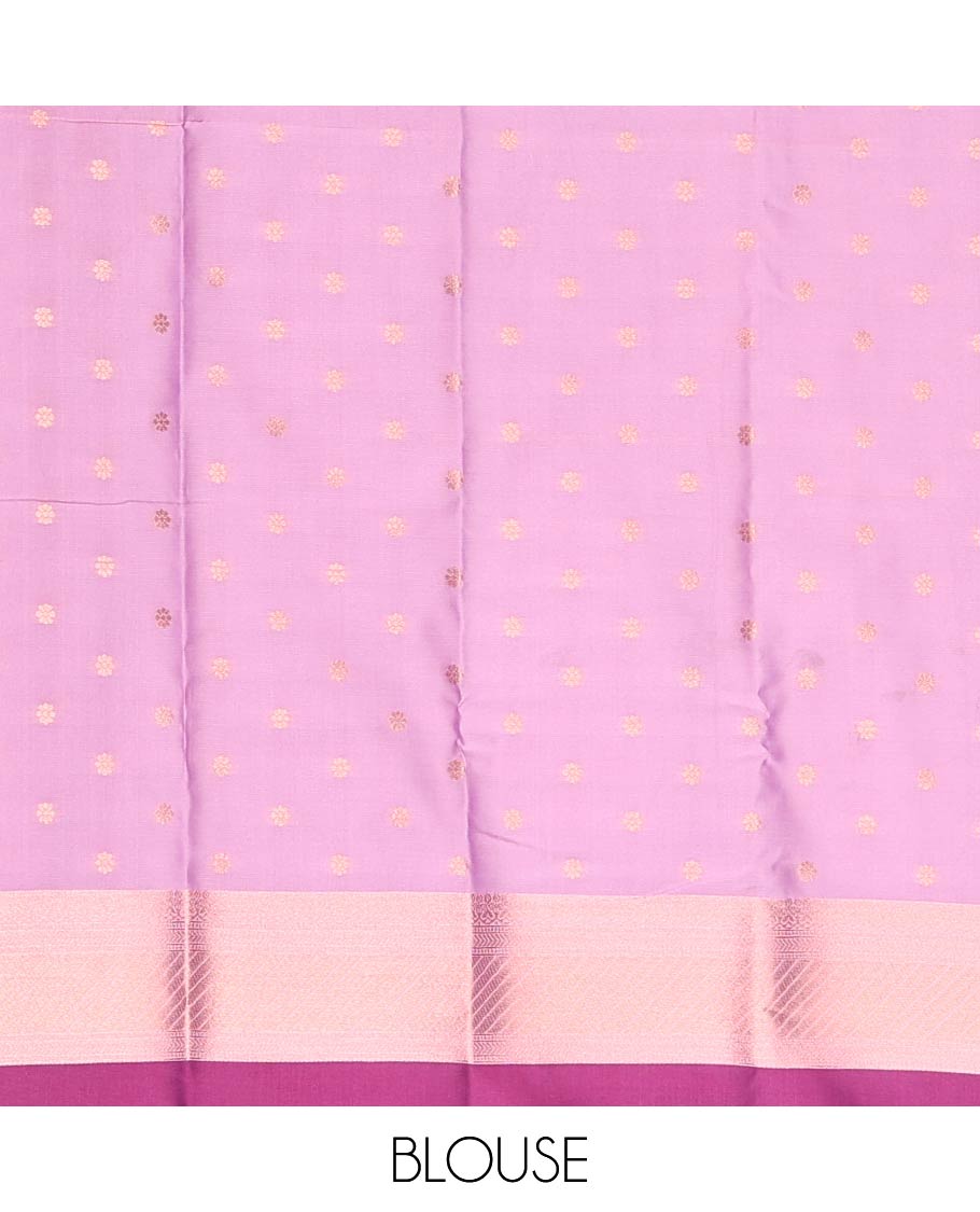 Purple butter silk saree with floral zari designs, contrast traditional zari design & jaal pallu