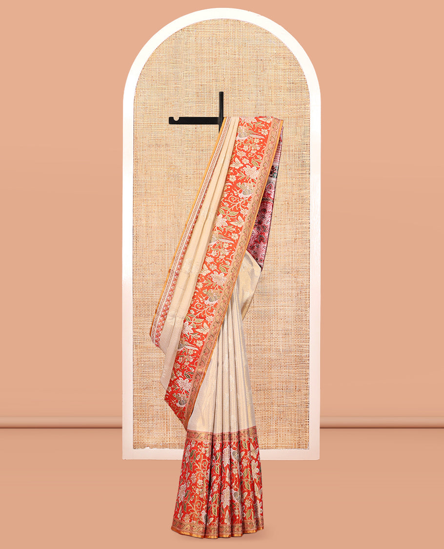 Cream Kanchipuram Tissue Bridal Silk Saree
