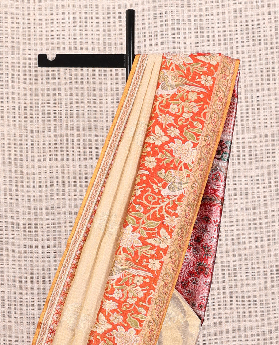 Cream Kanchipuram Tissue Bridal Silk Saree